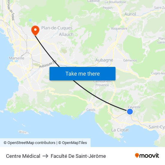 Centre Médical to Faculté De Saint-Jérôme map