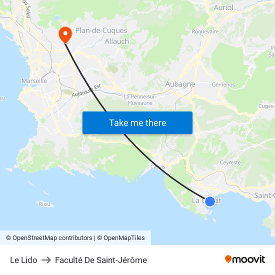 Le Lido to Faculté De Saint-Jérôme map