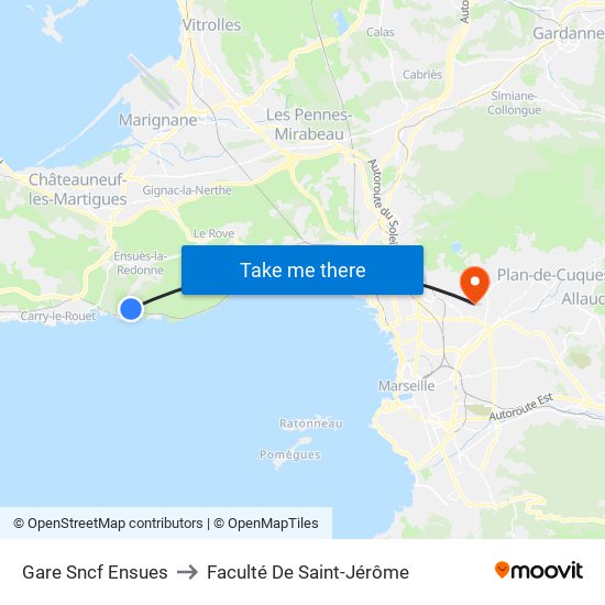 Gare Sncf Ensues to Faculté De Saint-Jérôme map