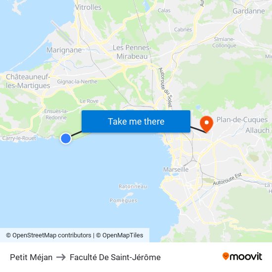 Petit Méjan to Faculté De Saint-Jérôme map