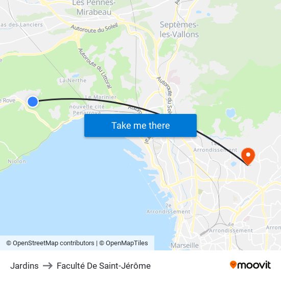 Jardins to Faculté De Saint-Jérôme map