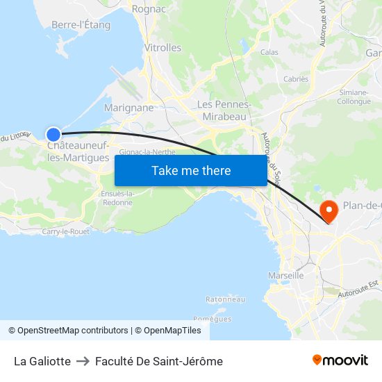 La Galiotte to Faculté De Saint-Jérôme map