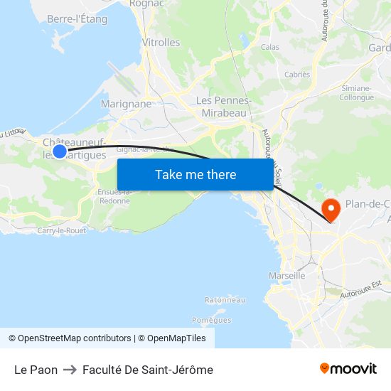 Le Paon to Faculté De Saint-Jérôme map