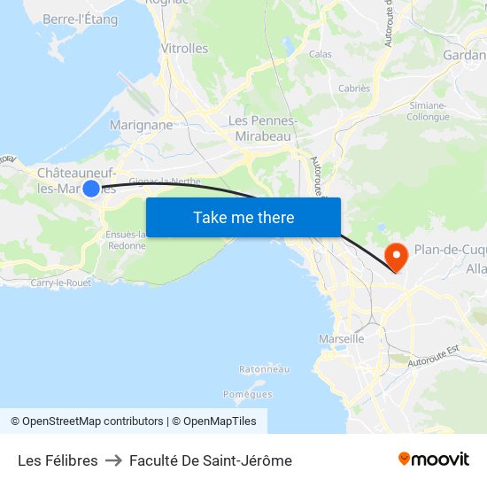 Les Félibres to Faculté De Saint-Jérôme map