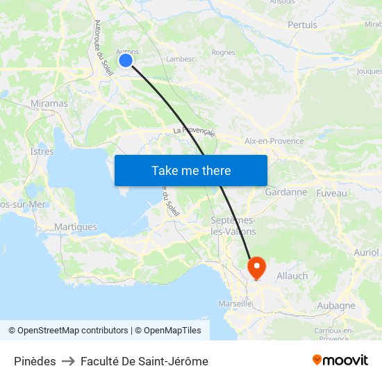 Pinèdes to Faculté De Saint-Jérôme map