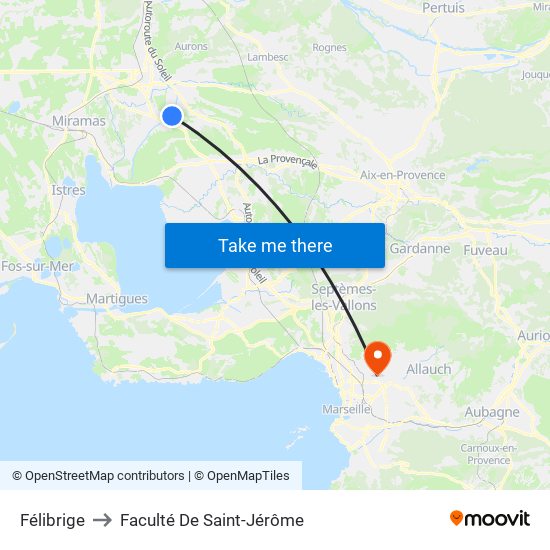 Félibrige to Faculté De Saint-Jérôme map