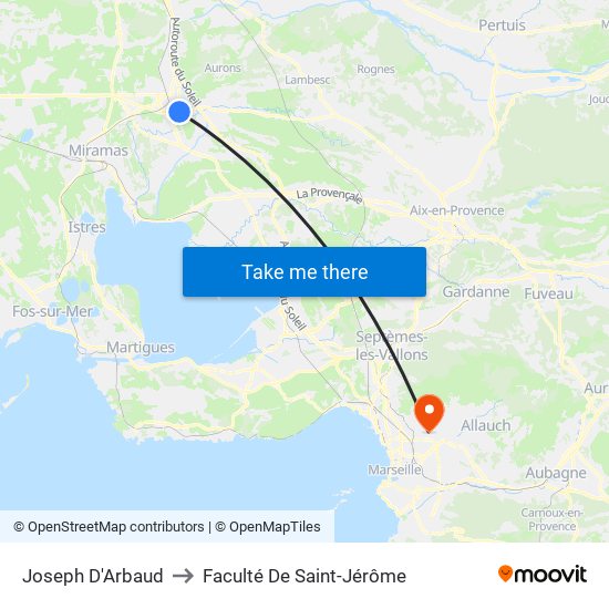 Joseph D'Arbaud to Faculté De Saint-Jérôme map