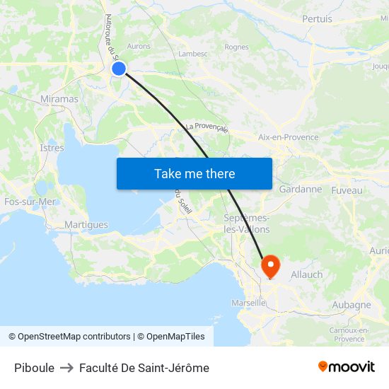 Piboule to Faculté De Saint-Jérôme map