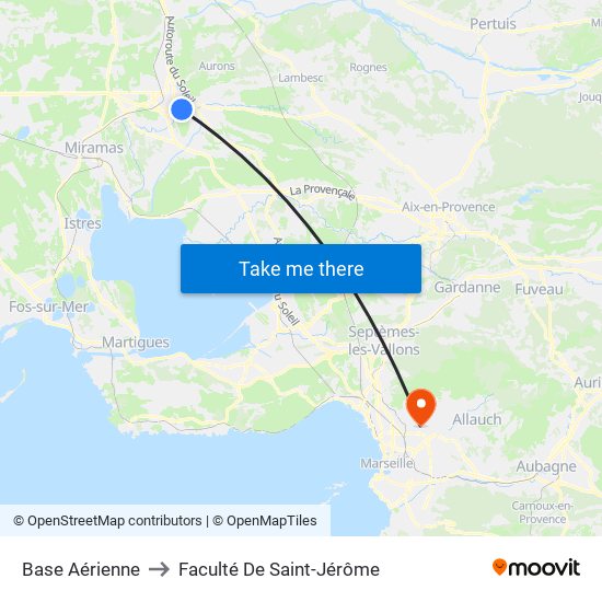 Base Aérienne to Faculté De Saint-Jérôme map
