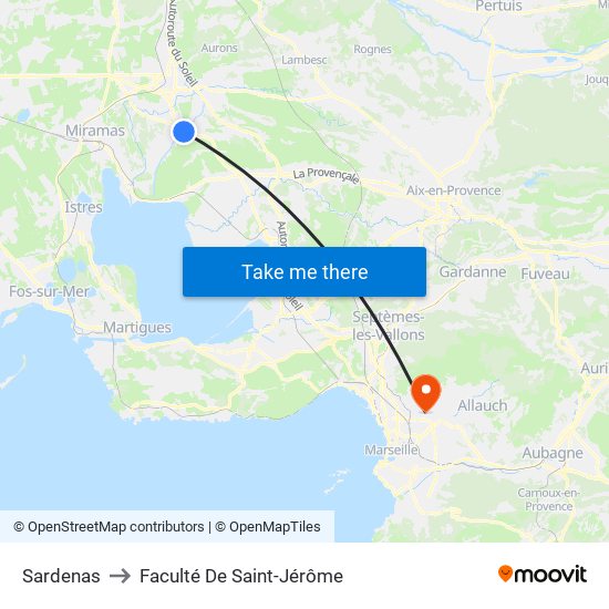 Sardenas to Faculté De Saint-Jérôme map