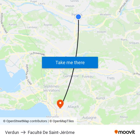 Verdun to Faculté De Saint-Jérôme map