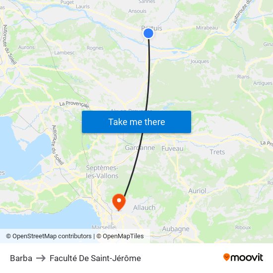 Barba to Faculté De Saint-Jérôme map