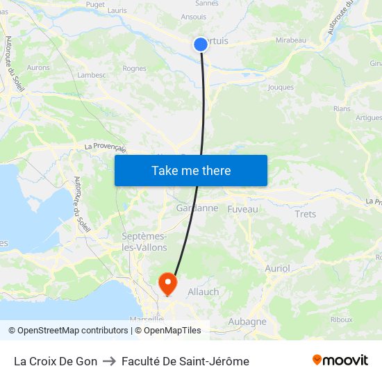 La Croix De Gon to Faculté De Saint-Jérôme map