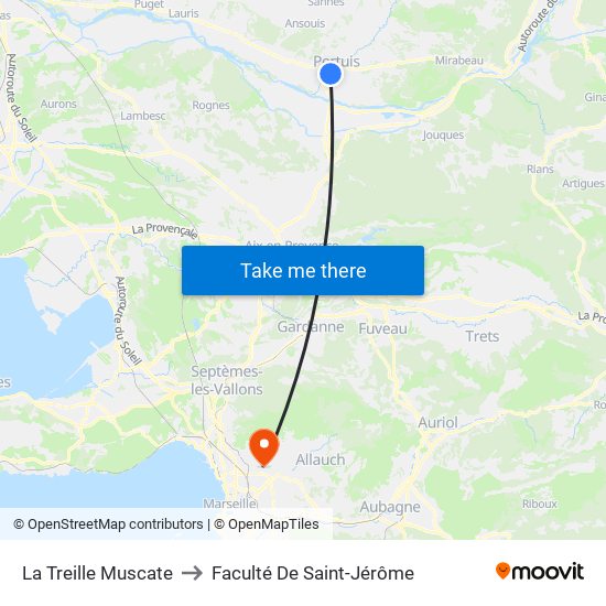 La Treille Muscate to Faculté De Saint-Jérôme map