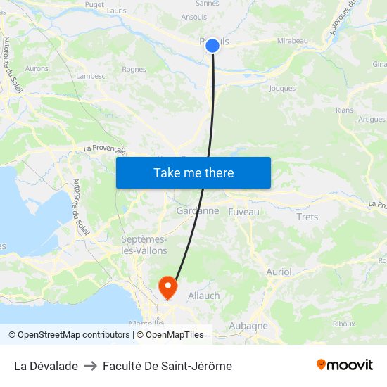 La Dévalade to Faculté De Saint-Jérôme map