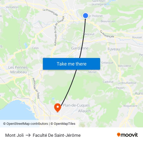 Mont Joli to Faculté De Saint-Jérôme map