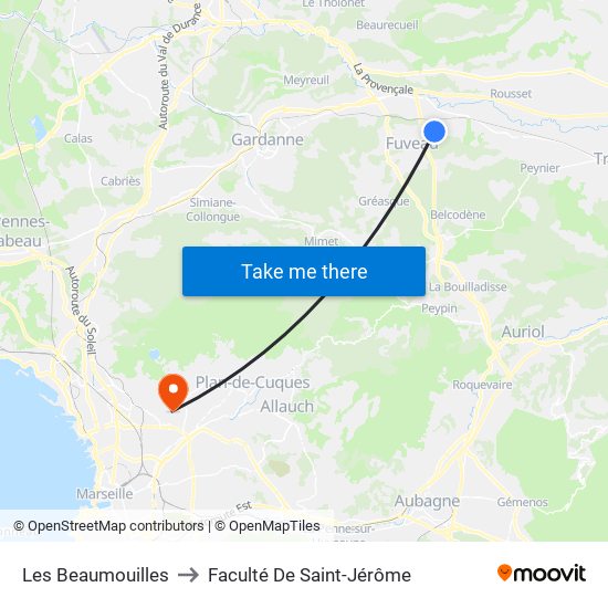 Les Beaumouilles to Faculté De Saint-Jérôme map