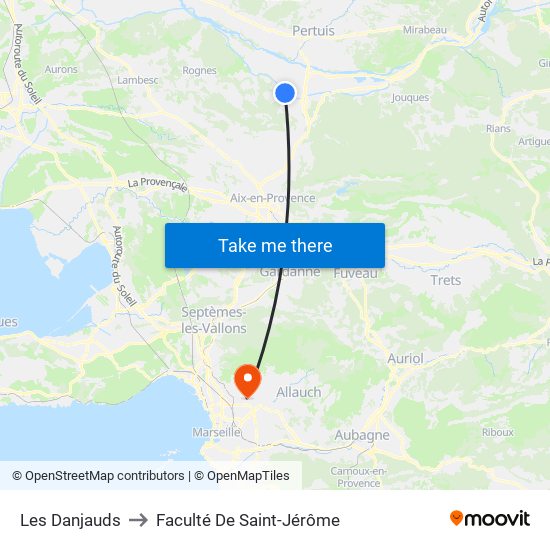 Les Danjauds to Faculté De Saint-Jérôme map