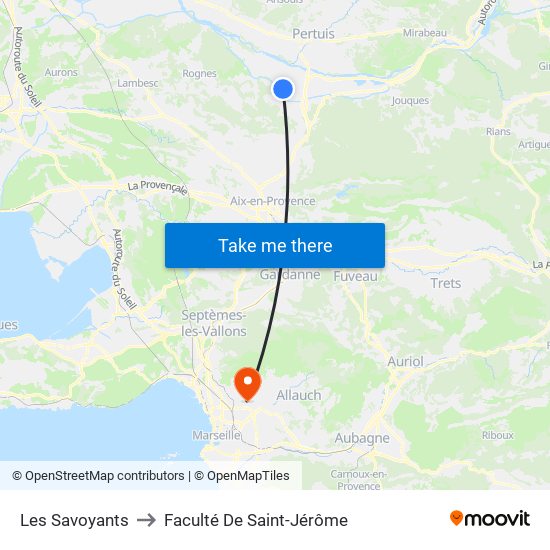 Les Savoyants to Faculté De Saint-Jérôme map