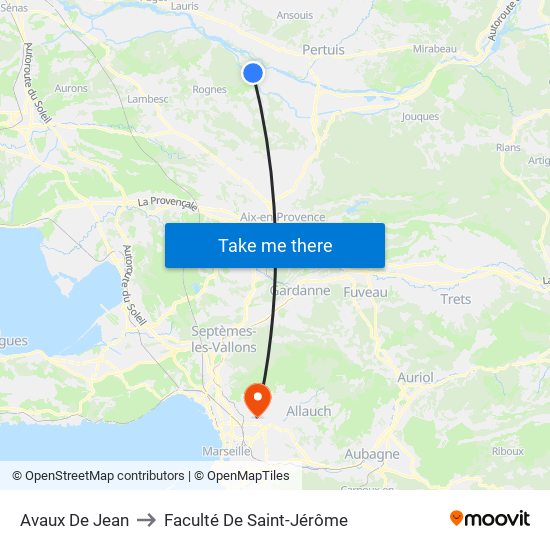 Avaux De Jean to Faculté De Saint-Jérôme map