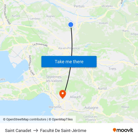 Saint Canadet to Faculté De Saint-Jérôme map