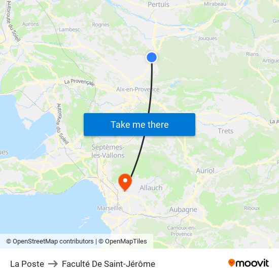 La Poste to Faculté De Saint-Jérôme map