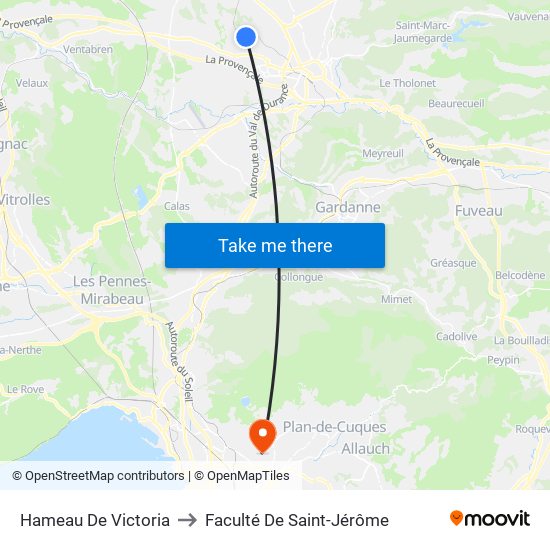 Hameau De Victoria to Faculté De Saint-Jérôme map