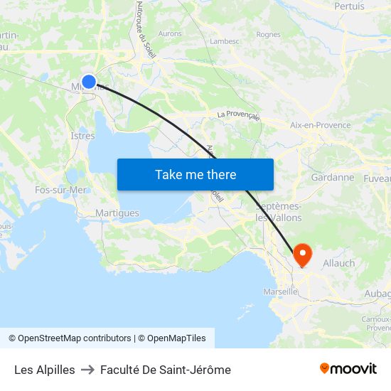 Les Alpilles to Faculté De Saint-Jérôme map
