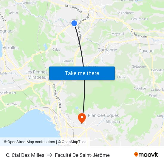 C. Cial Des Milles to Faculté De Saint-Jérôme map