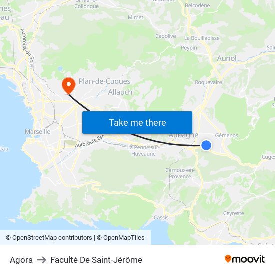 Agora to Faculté De Saint-Jérôme map