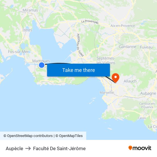 Aupècle to Faculté De Saint-Jérôme map