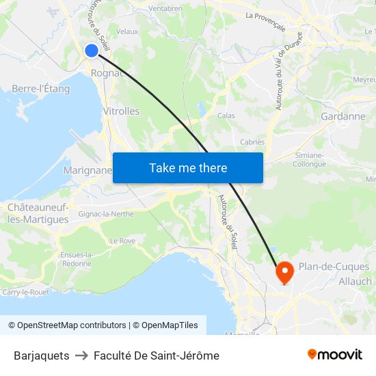 Barjaquets to Faculté De Saint-Jérôme map