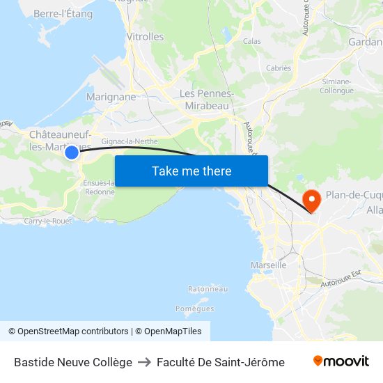 Bastide Neuve Collège to Faculté De Saint-Jérôme map