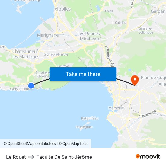 Le Rouet to Faculté De Saint-Jérôme map