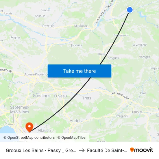 Greoux Les Bains - Passy _ Greouxlesbains to Faculté De Saint-Jérôme map