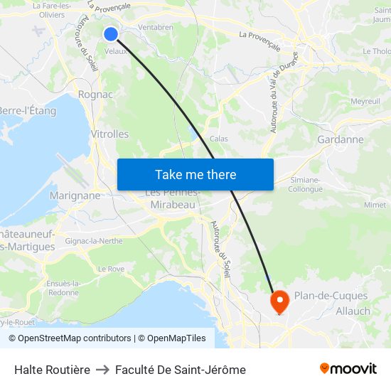 Halte Routière to Faculté De Saint-Jérôme map