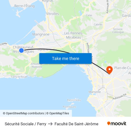 Sécurité Sociale / Ferry to Faculté De Saint-Jérôme map