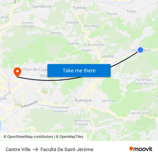 Centre Ville to Faculté De Saint-Jérôme map