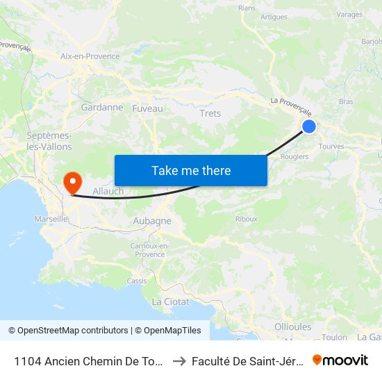1104 Ancien Chemin De Tourves to Faculté De Saint-Jérôme map
