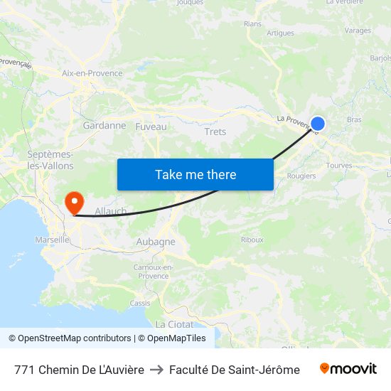 771 Chemin De L'Auvière to Faculté De Saint-Jérôme map