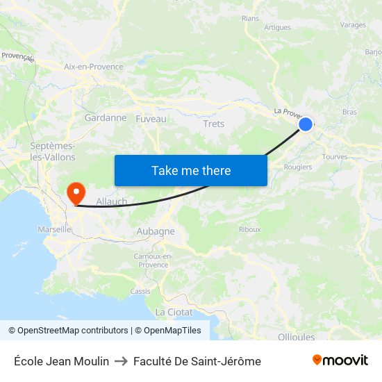 École Jean Moulin to Faculté De Saint-Jérôme map