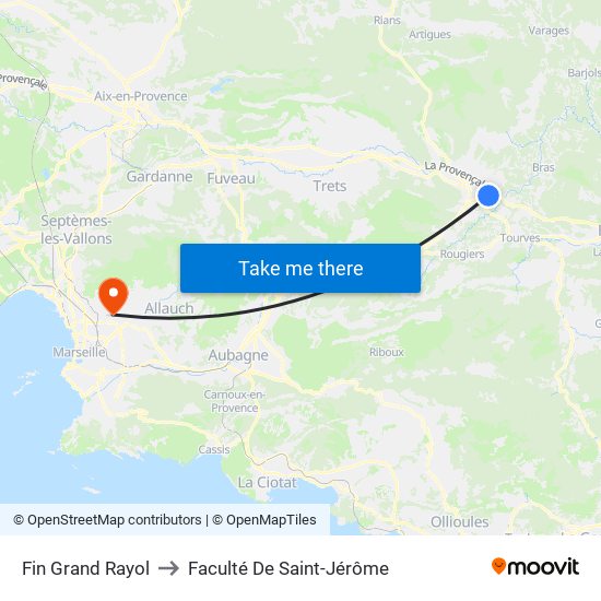 Fin Grand Rayol to Faculté De Saint-Jérôme map