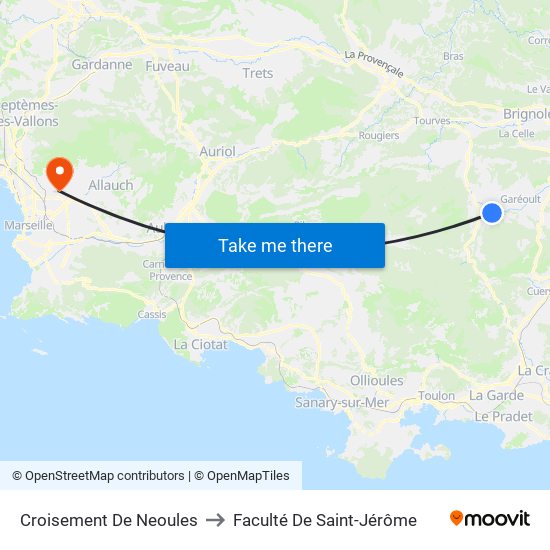 Croisement De Neoules to Faculté De Saint-Jérôme map