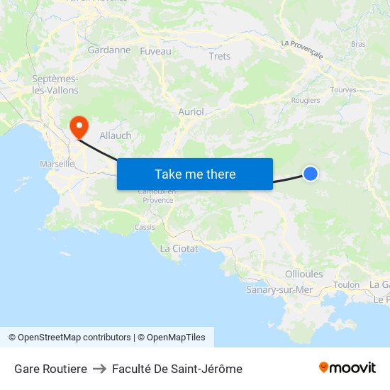 Gare Routiere to Faculté De Saint-Jérôme map