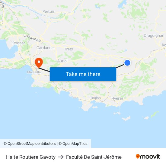 Halte Routiere Gavoty to Faculté De Saint-Jérôme map