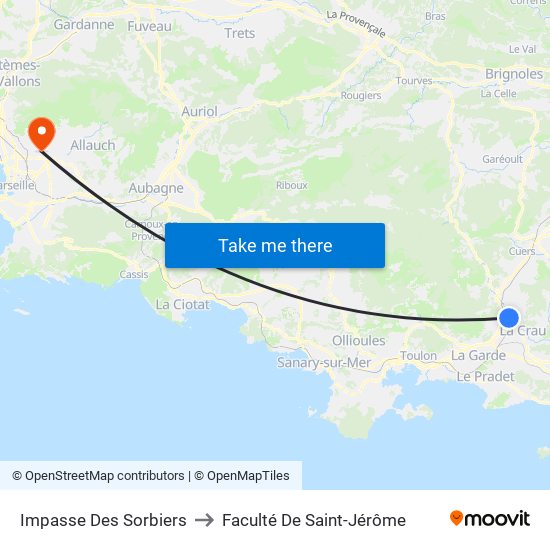 Impasse Des Sorbiers to Faculté De Saint-Jérôme map