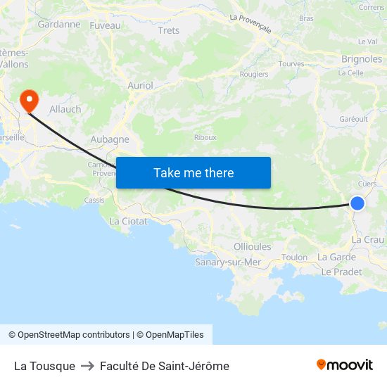 La Tousque to Faculté De Saint-Jérôme map