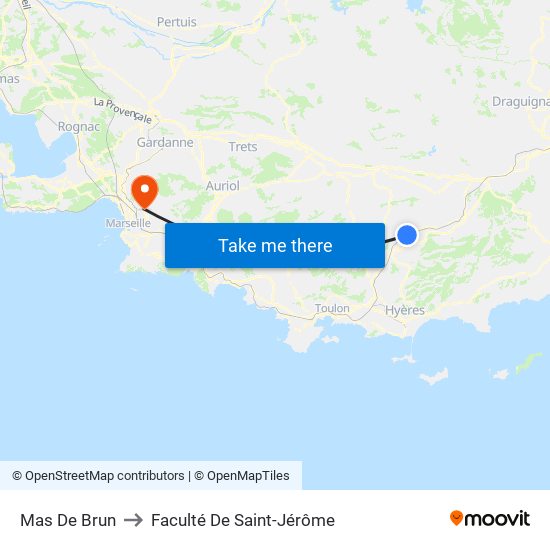 Mas De Brun to Faculté De Saint-Jérôme map