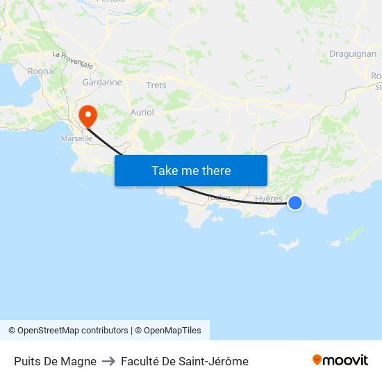 Puits De Magne to Faculté De Saint-Jérôme map