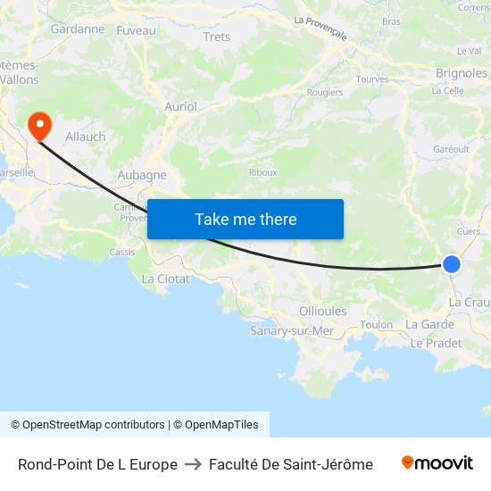 Rond-Point De L Europe to Faculté De Saint-Jérôme map